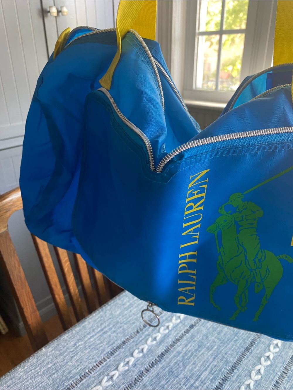 Ralph Lauren Blue and Yellow Polo Duffle Bag
